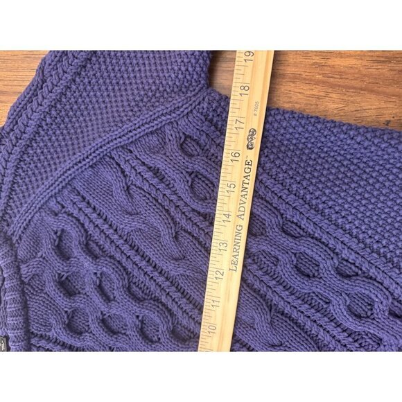 J.Crew Women's Fisherman Cable Knit Sweater Navy Blue Cotton L/S Sz S EUC - Picture 8 of 9
